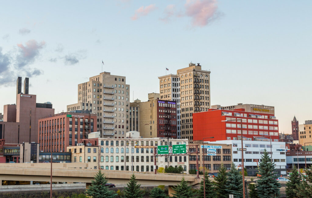 Downtown Duluth skyline during the day viewed from Canal Park.