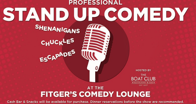 Banner for Professional Stand Up Comedy at Fitgers Comedy Lounge.