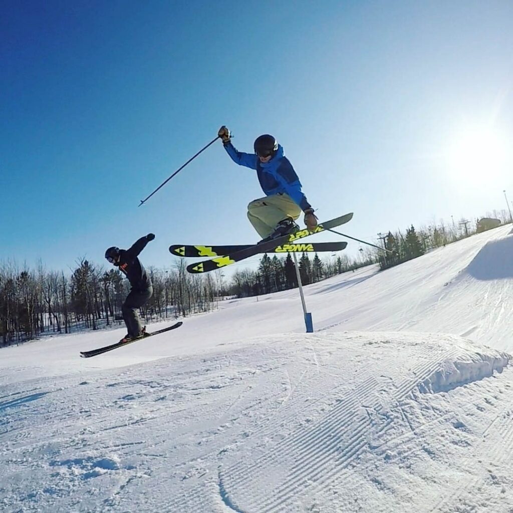 Ski jumping at Spirit Mountain.