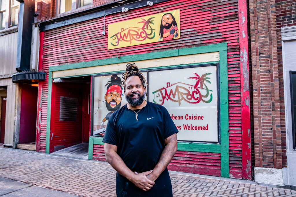 Tony O'Neil stands in front of Jamrock Cultural Restaurant