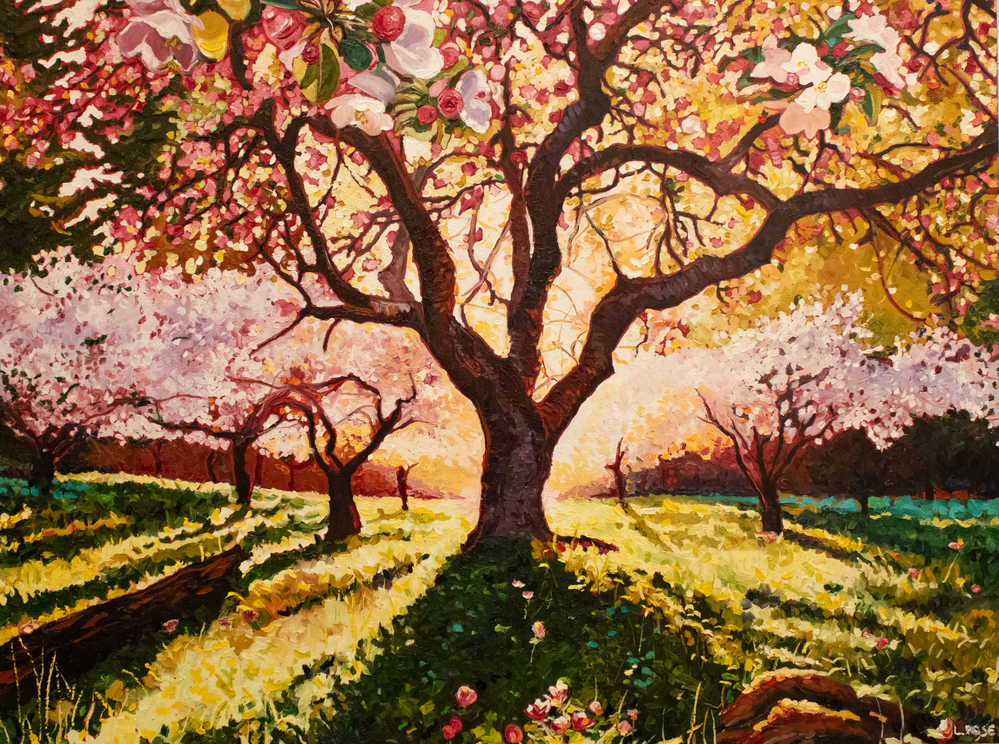 trees blooming in spring painting