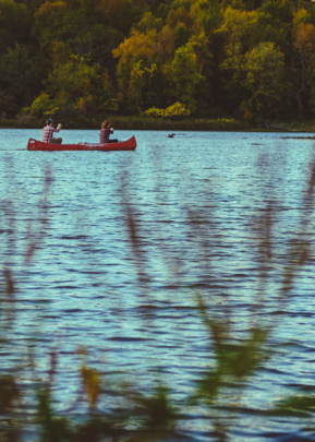 Two people canoeing