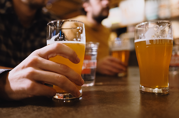 Upclose of glasses of beer