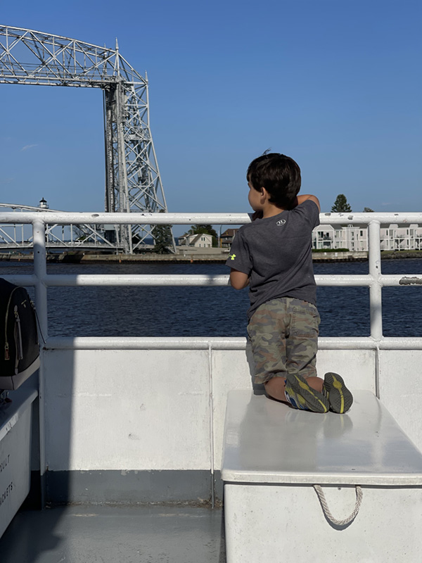 child on a boat