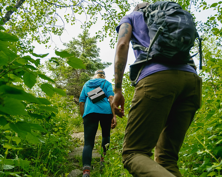 Two people hiking