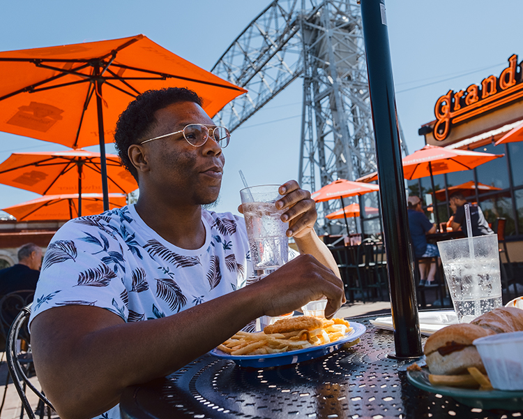 person eating outside