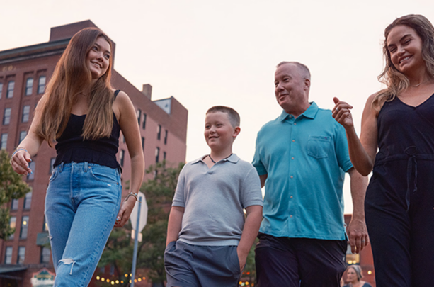 Family walking and talking