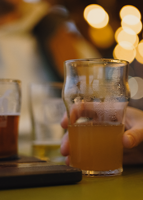 Cup of beer at brewery