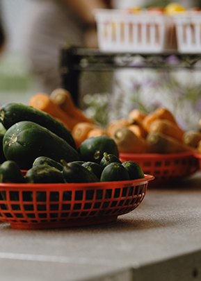 Baskets of vegetables