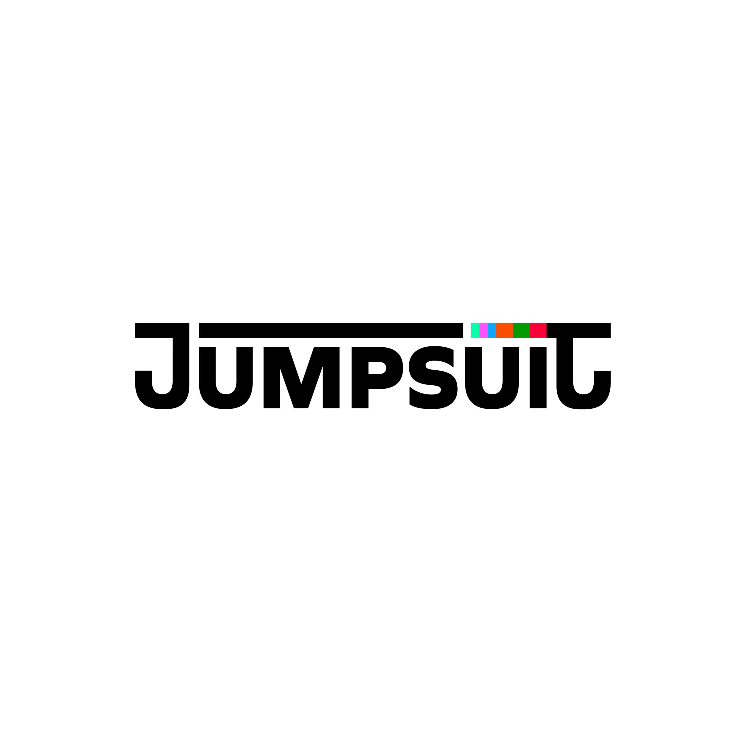 logo that says "Jumpsuit" in black text with color accents above the "U" and "I"