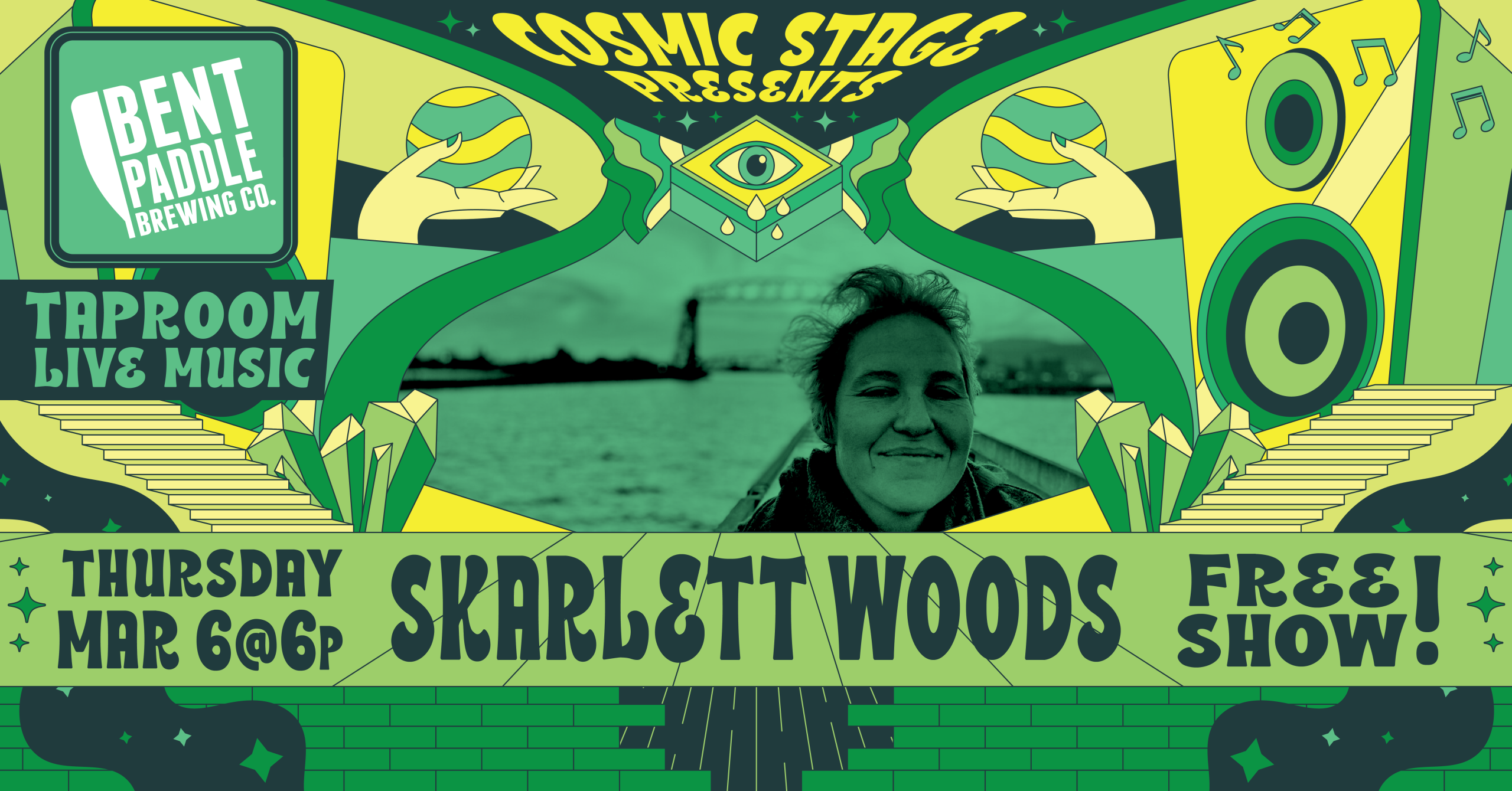 Skarlett woods | live on the bent paddle cosmic stage! 1 Cosmic fb artist setup 2025 march show 2 scaled